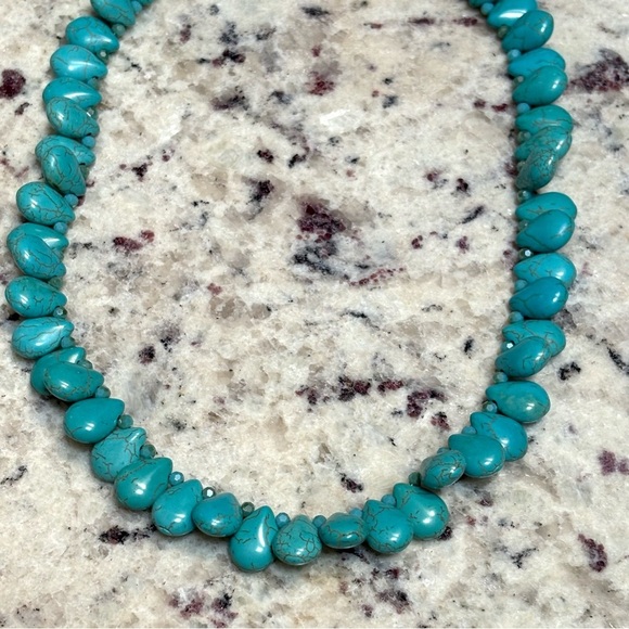 Handmade Blue Teardrop Turquoise Necklace - Picture 2 of 6